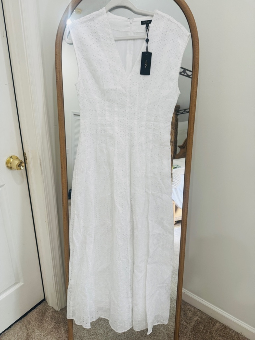 rag & bone White Eyelet V-Neck Dress - Picture 7 of 11